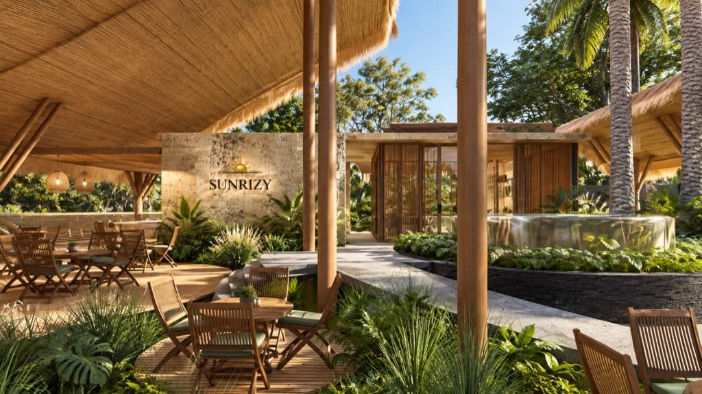 Courtyard terrace beside the water feature